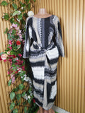 Robe évasée stylée longue manches longues décolletée-L