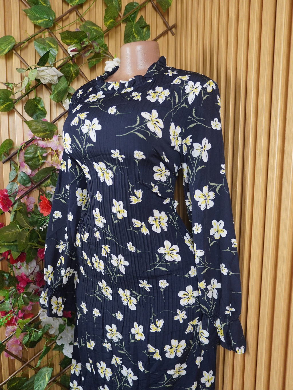 Robe longue évasée manches longues décolletée-L