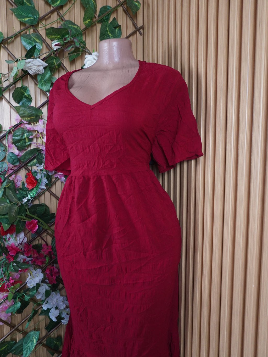 Robe évasée longue manches courtes décolletée-XXL