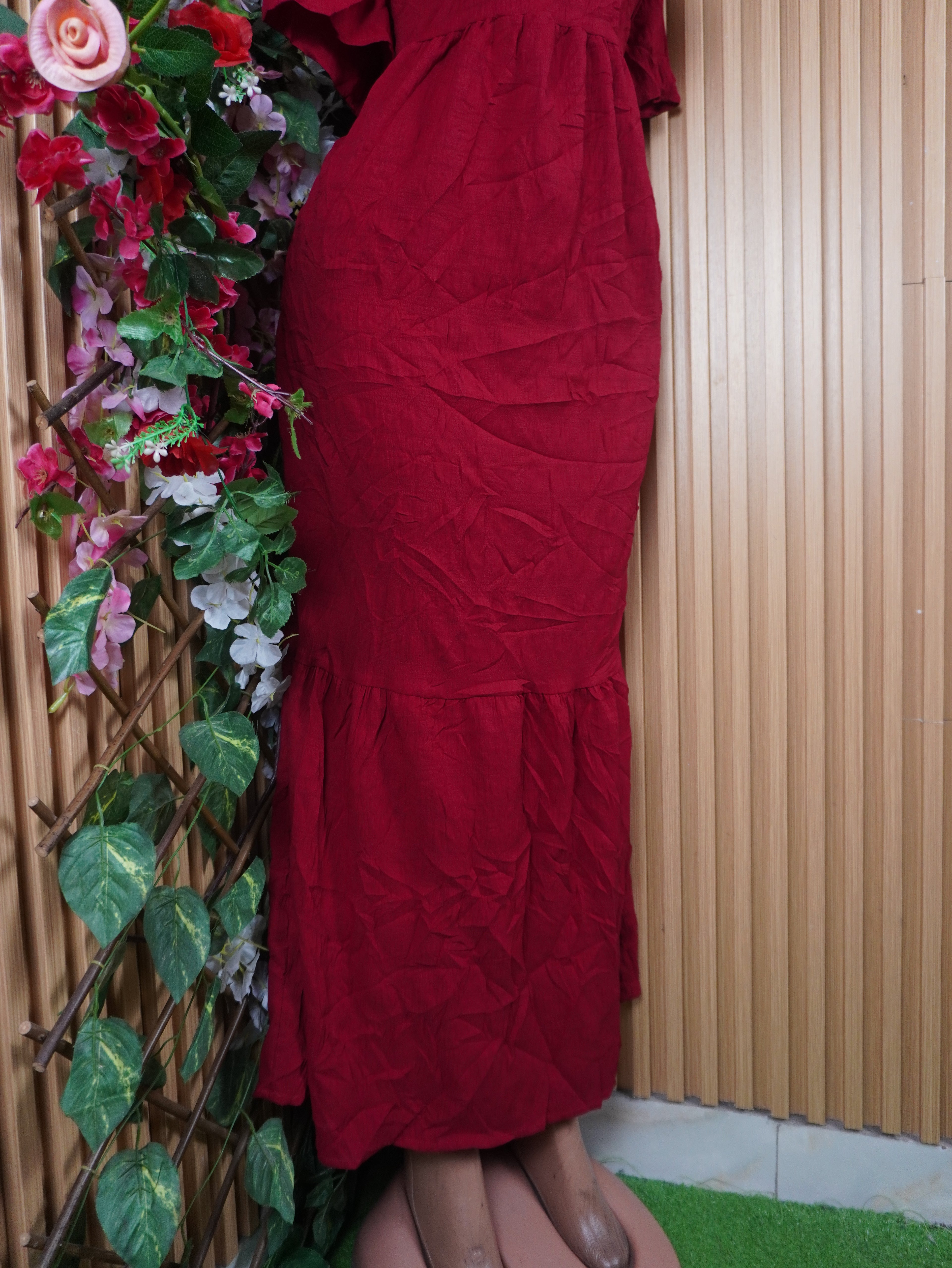Robe évasée longue manches courtes décolletée-XXL