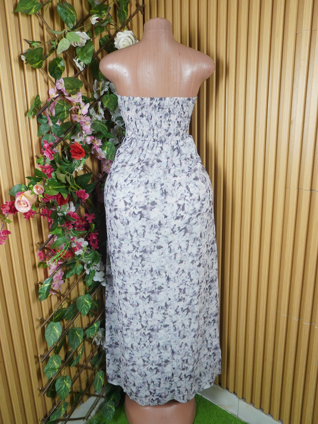 Robe évasée longue sans manches bustier-M