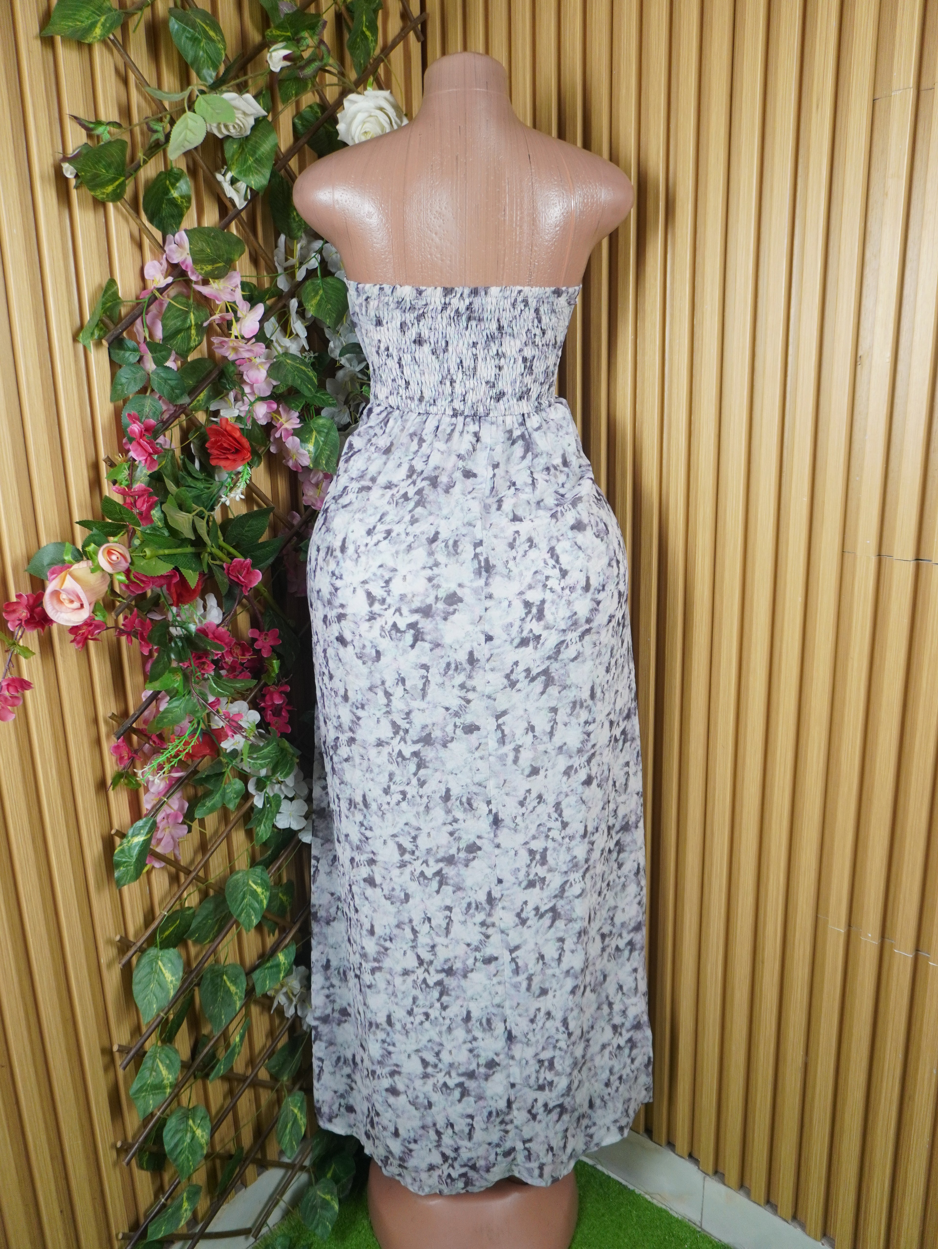 Robe évasée longue sans manches bustier-M