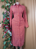 Robe évasée manches longues col chemise avec boutons-S