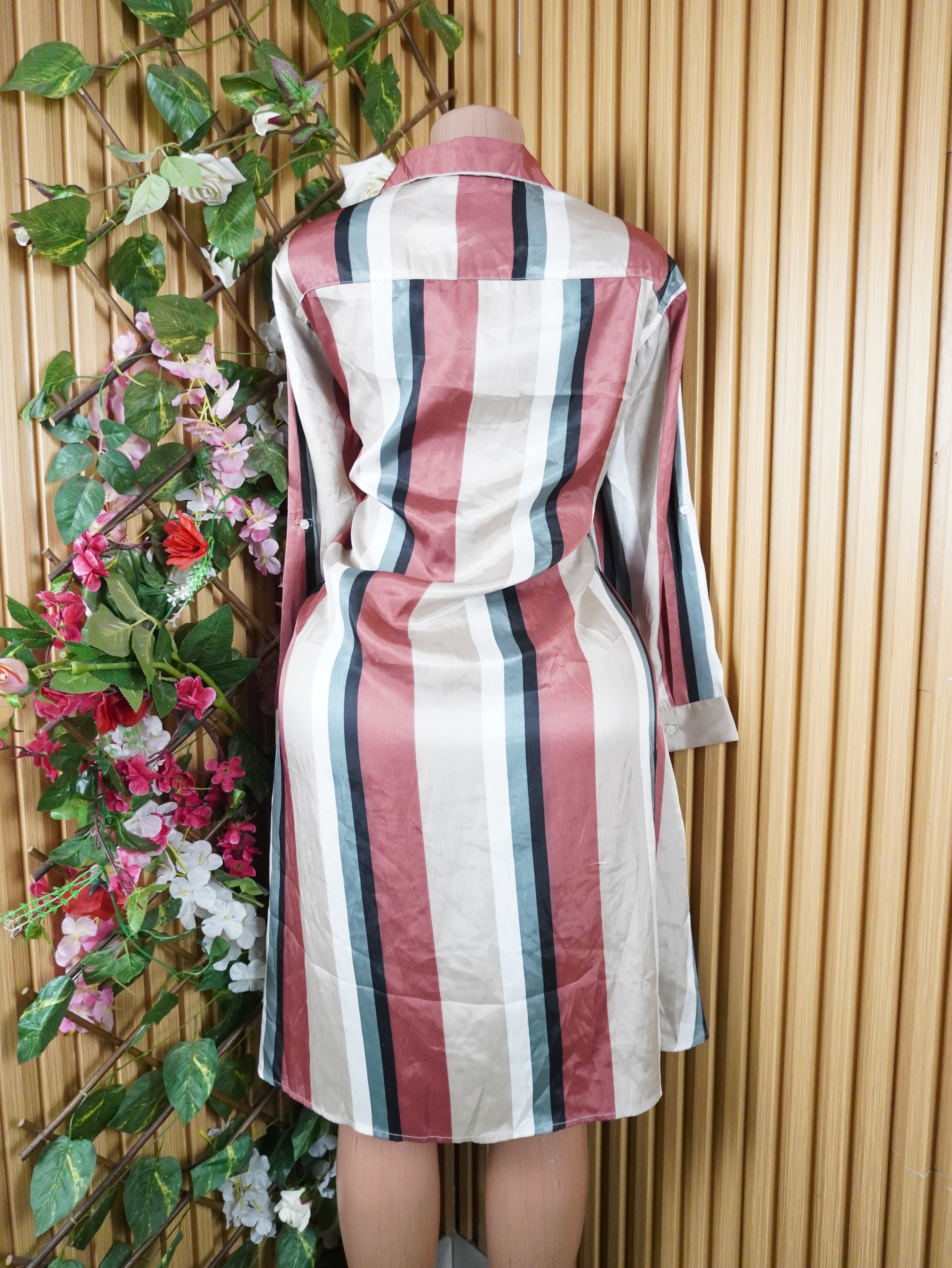Robe évasée manches longues décolletée-XL
