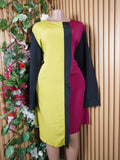 Robe évasée manches longues décolletée-XL