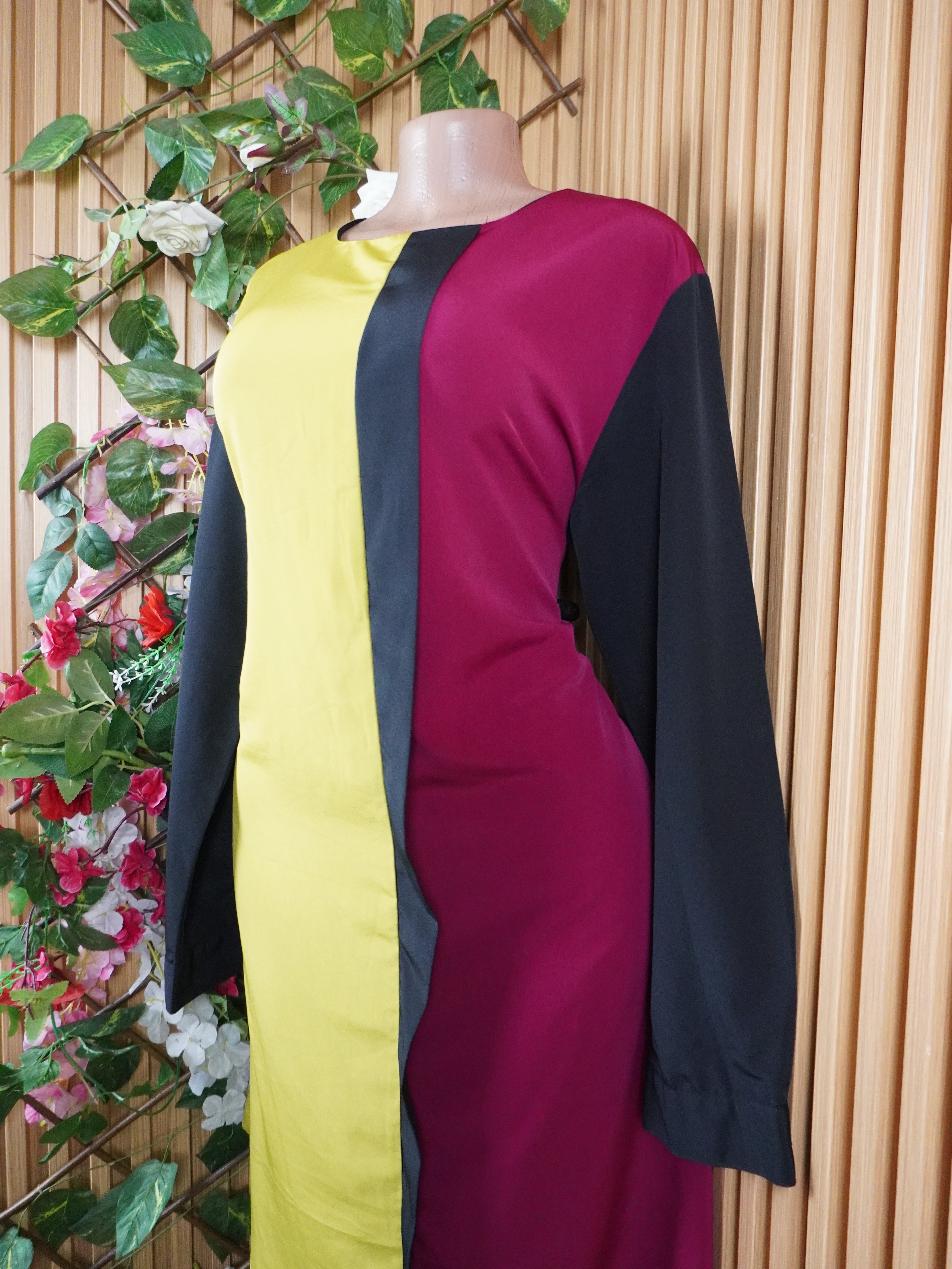 Robe évasée manches longues décolletée-XL