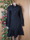 Robe évasée manches longues col chemise avec boutons-L