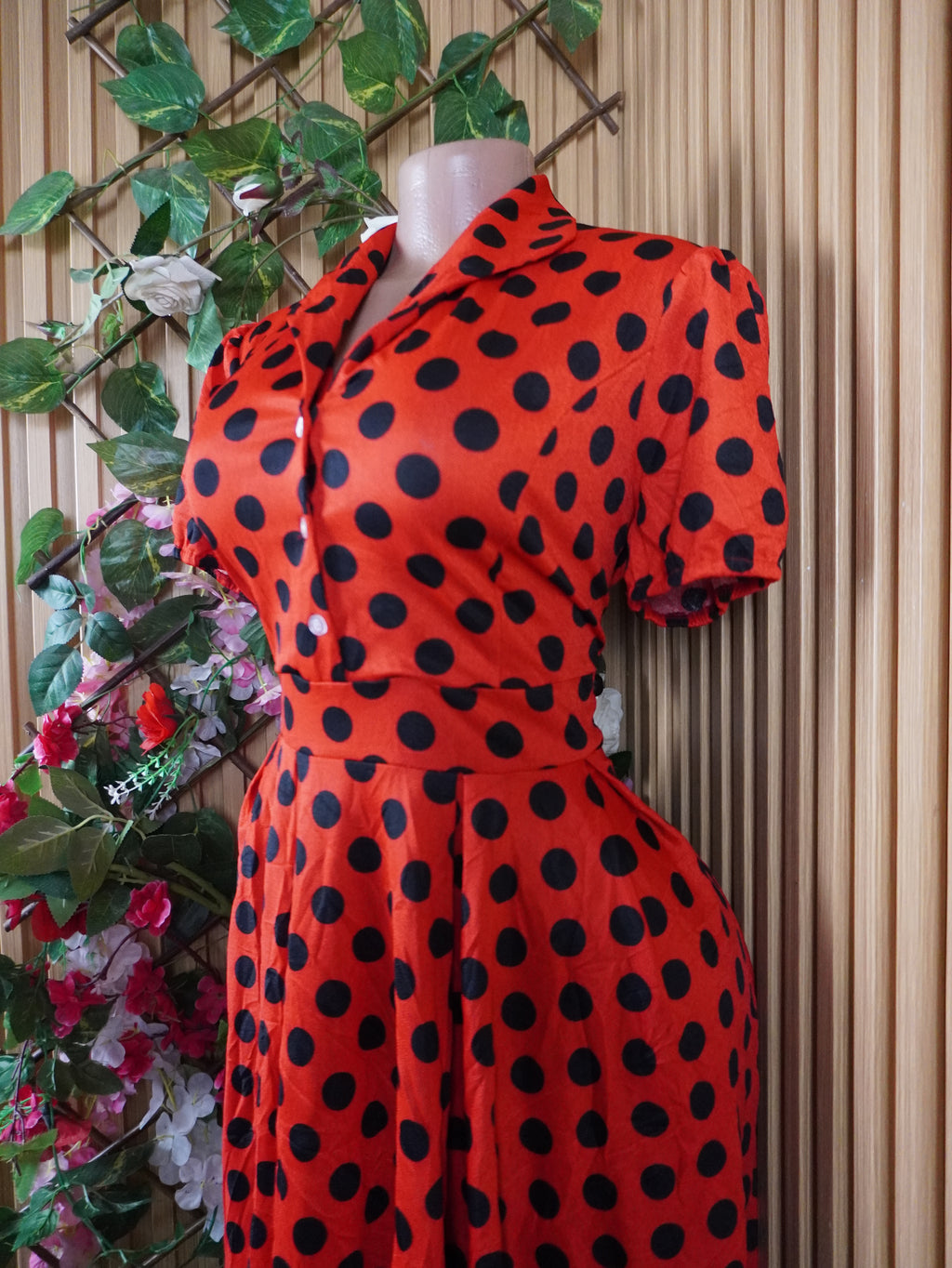 Robe évasée manches courtes plisée avec boutons-XL