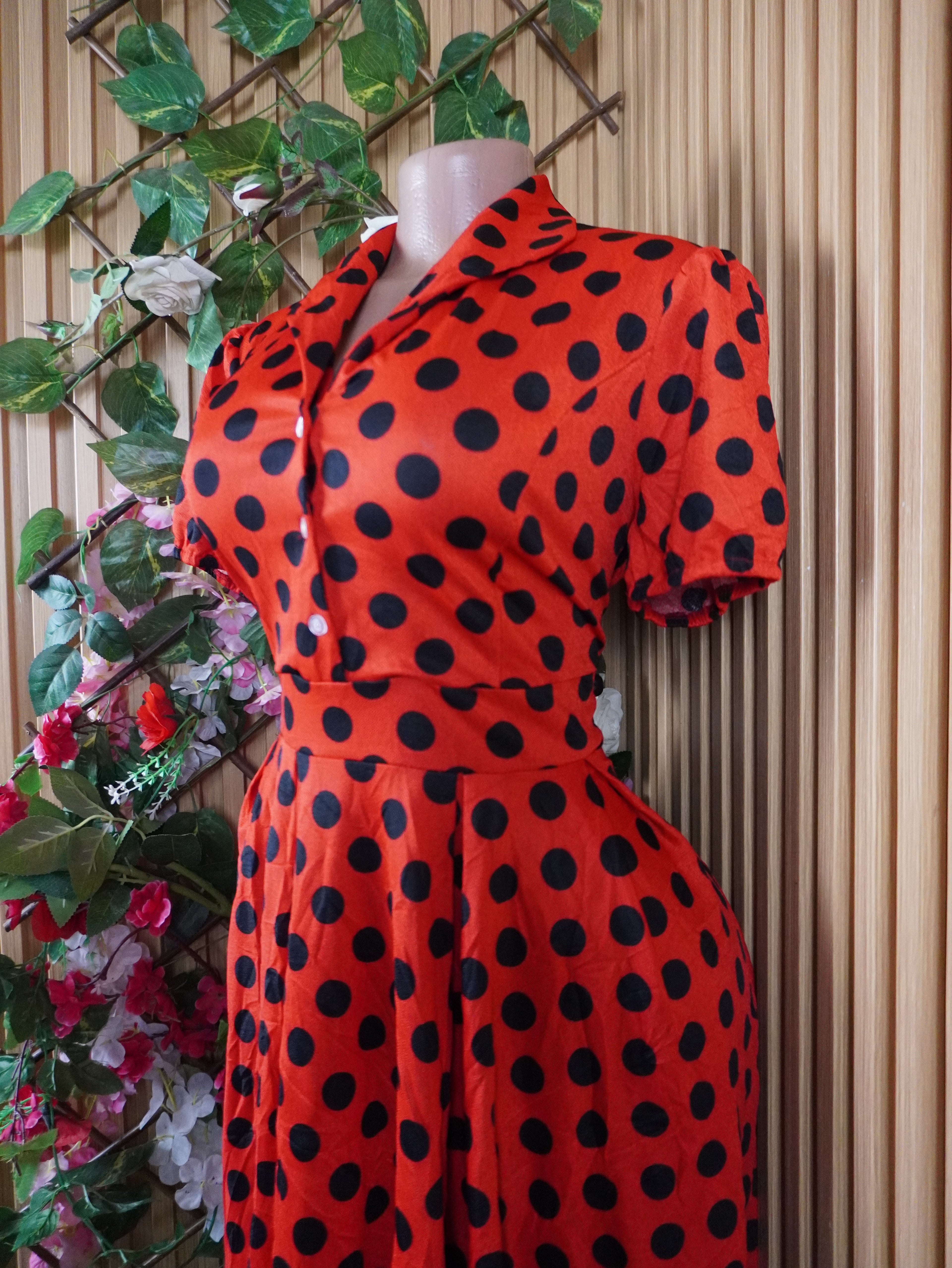 Robe évasée manches courtes plisée avec boutons-XL