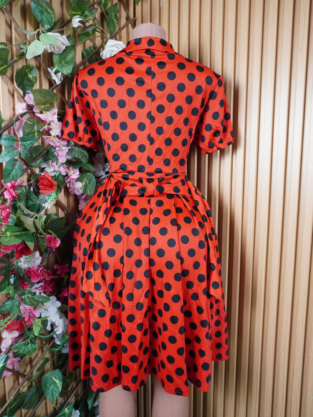 Robe évasée manches courtes plisée avec boutons-XL