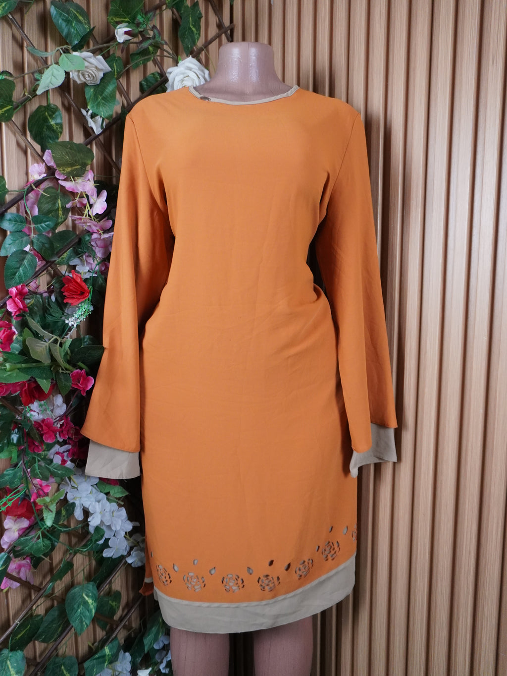 Robe évasée manches longues décolletée-XL