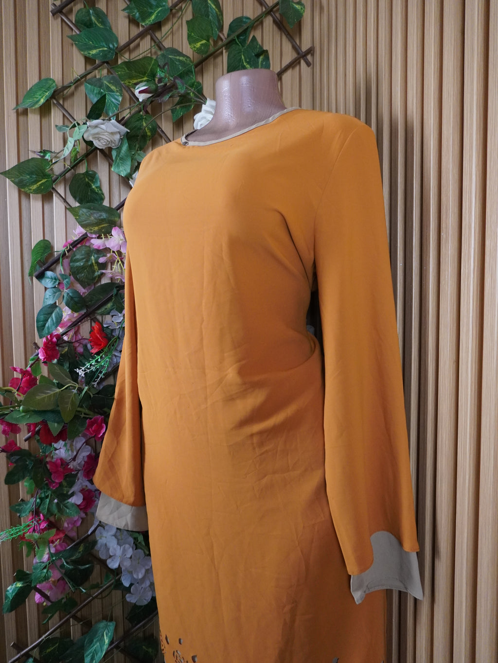 Robe évasée manches longues décolletée-XL