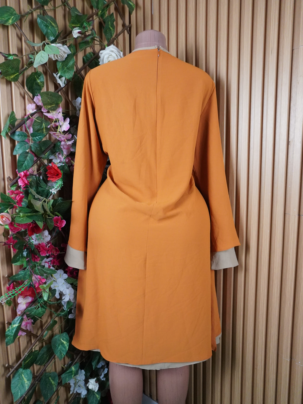Robe évasée manches longues décolletée-XL