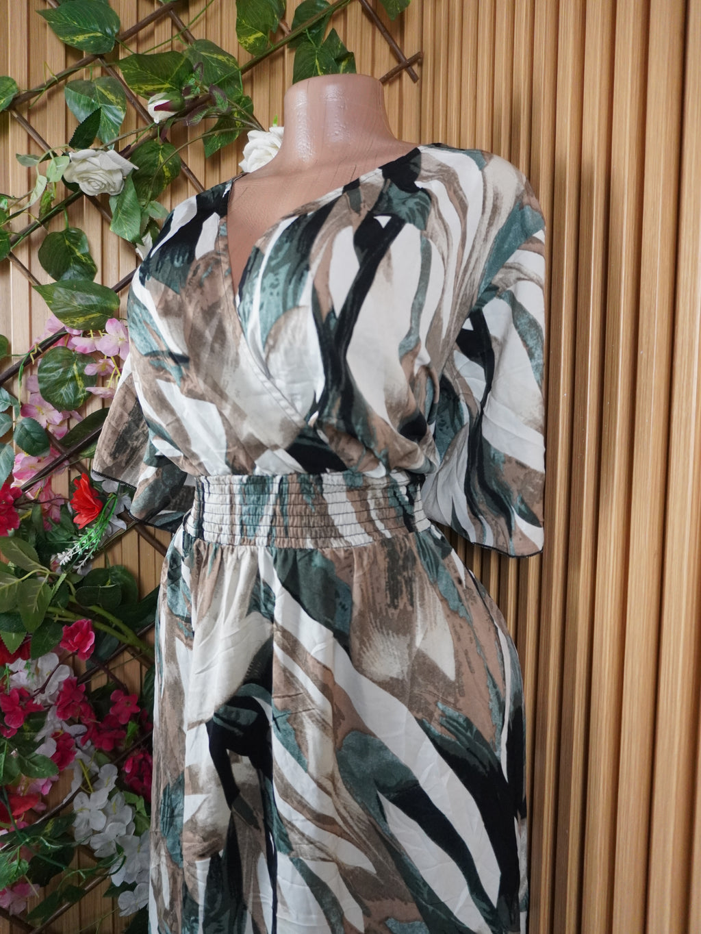 Robe evasée longue manches courtes décolletée-XXXL