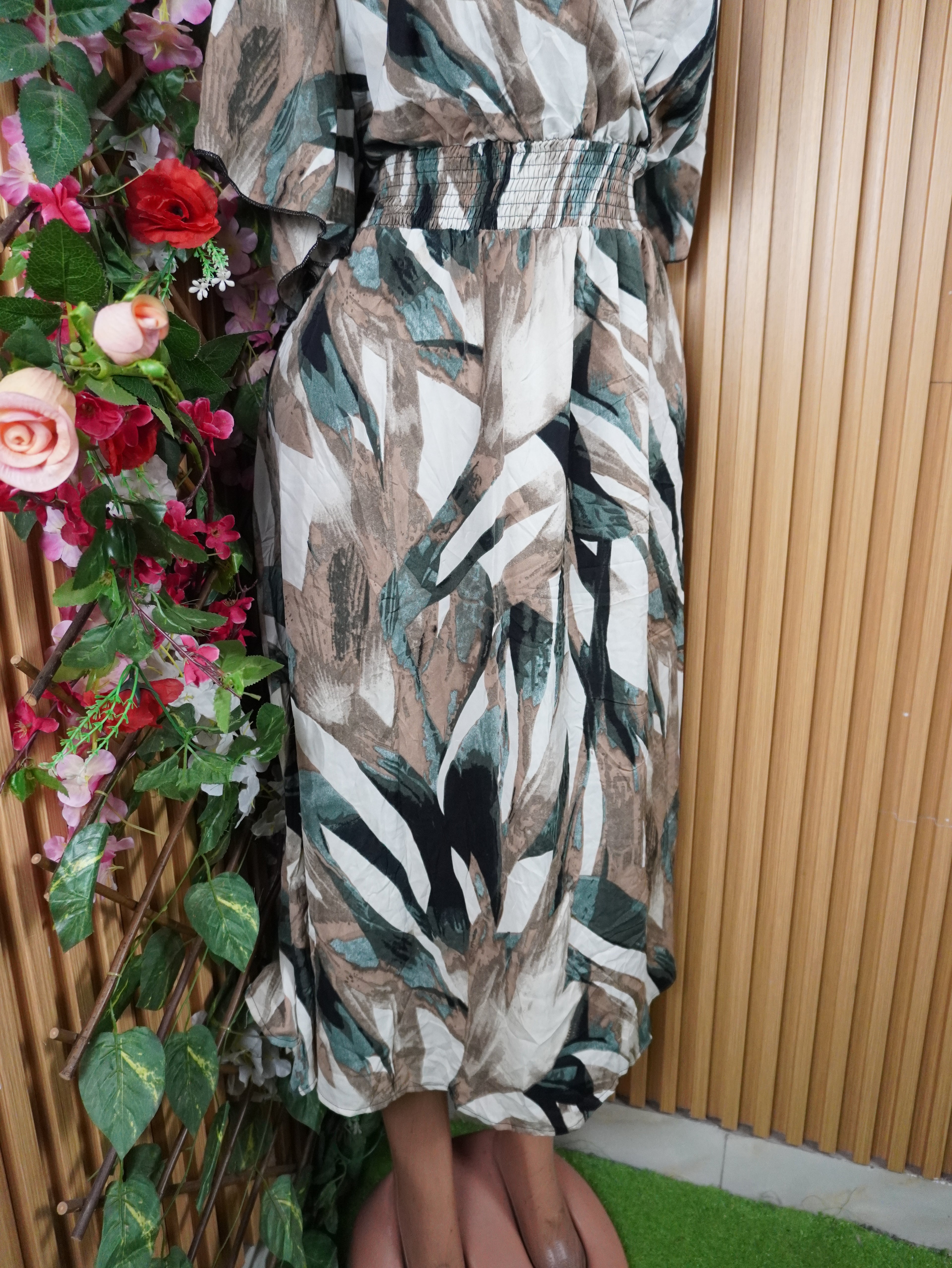 Robe evasée longue manches courtes décolletée-XXXL