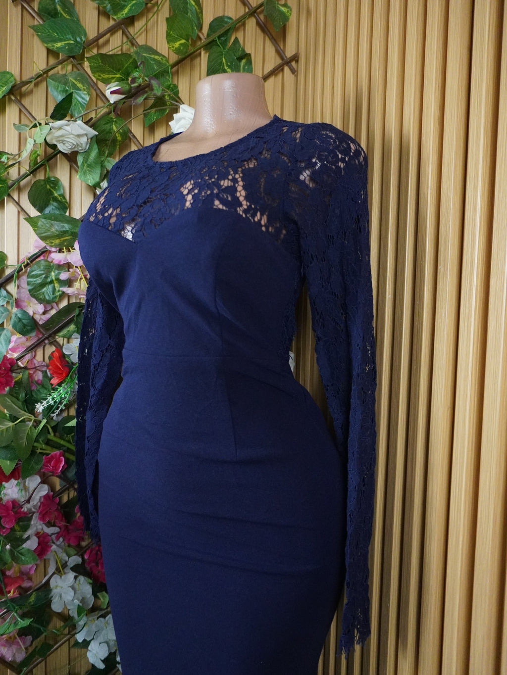 Robe soirée longue manches longues décolletée-S