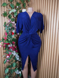 Robe moulante stylée manches courtes avec fente-M