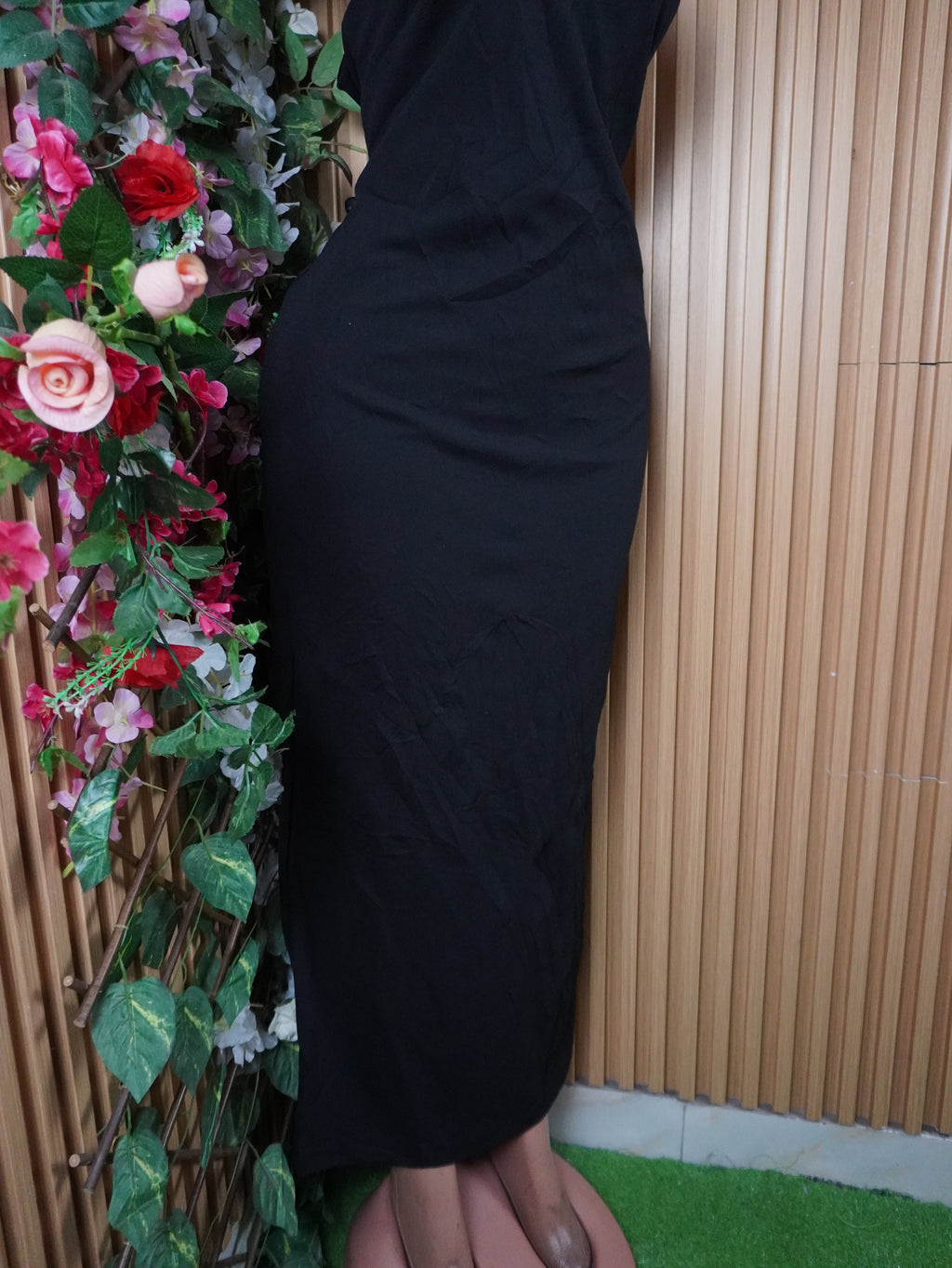 Robe moulante longue sans manches décollétée-L