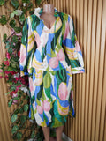 Robe évasée manches longues imprimée fleurie-M