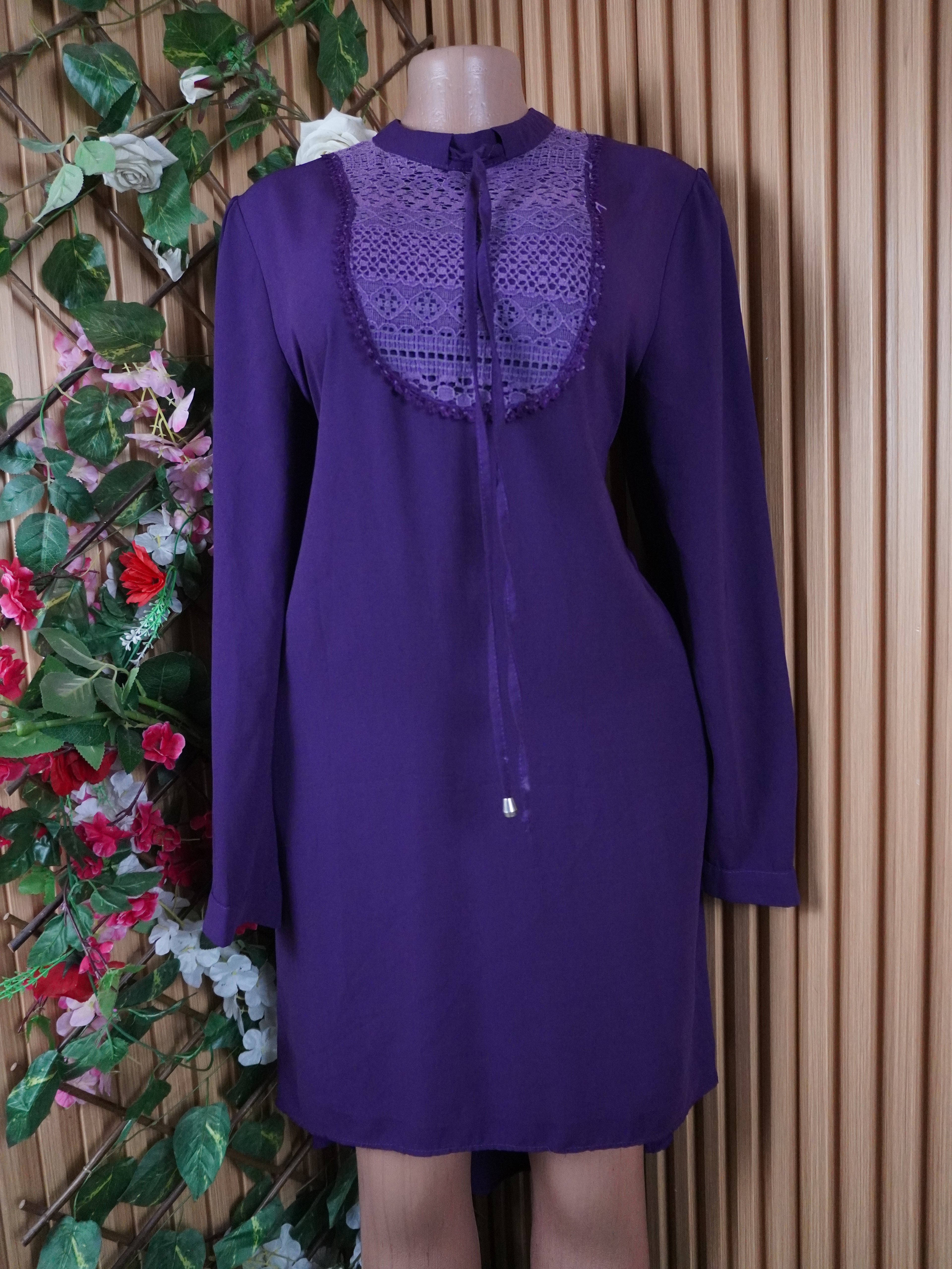 Robe évasée manches longues col mao-XL