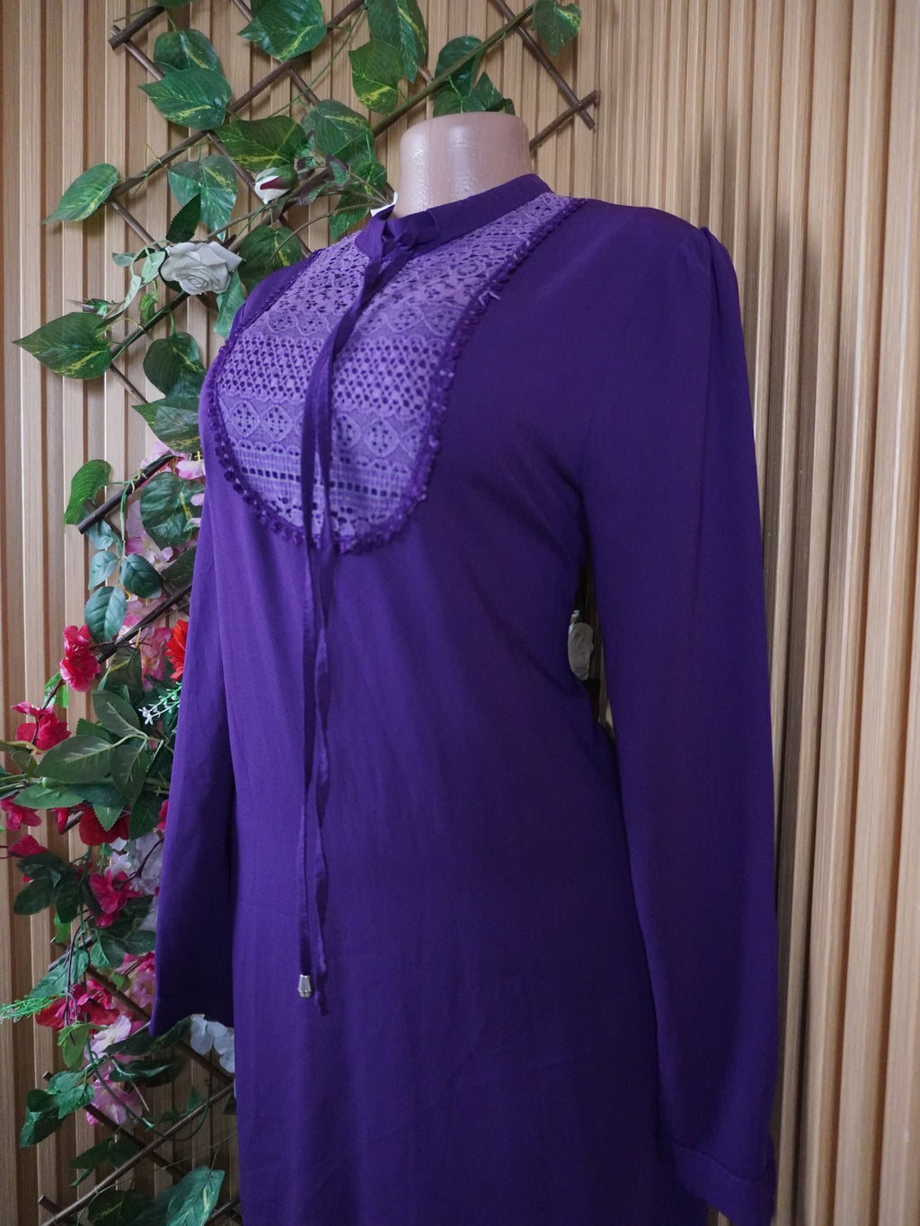 Robe évasée manches longues col mao-XL
