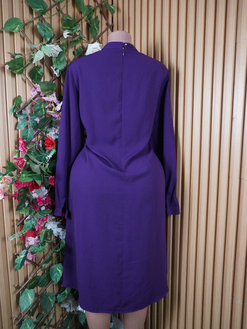 Robe évasée manches longues col mao-XL