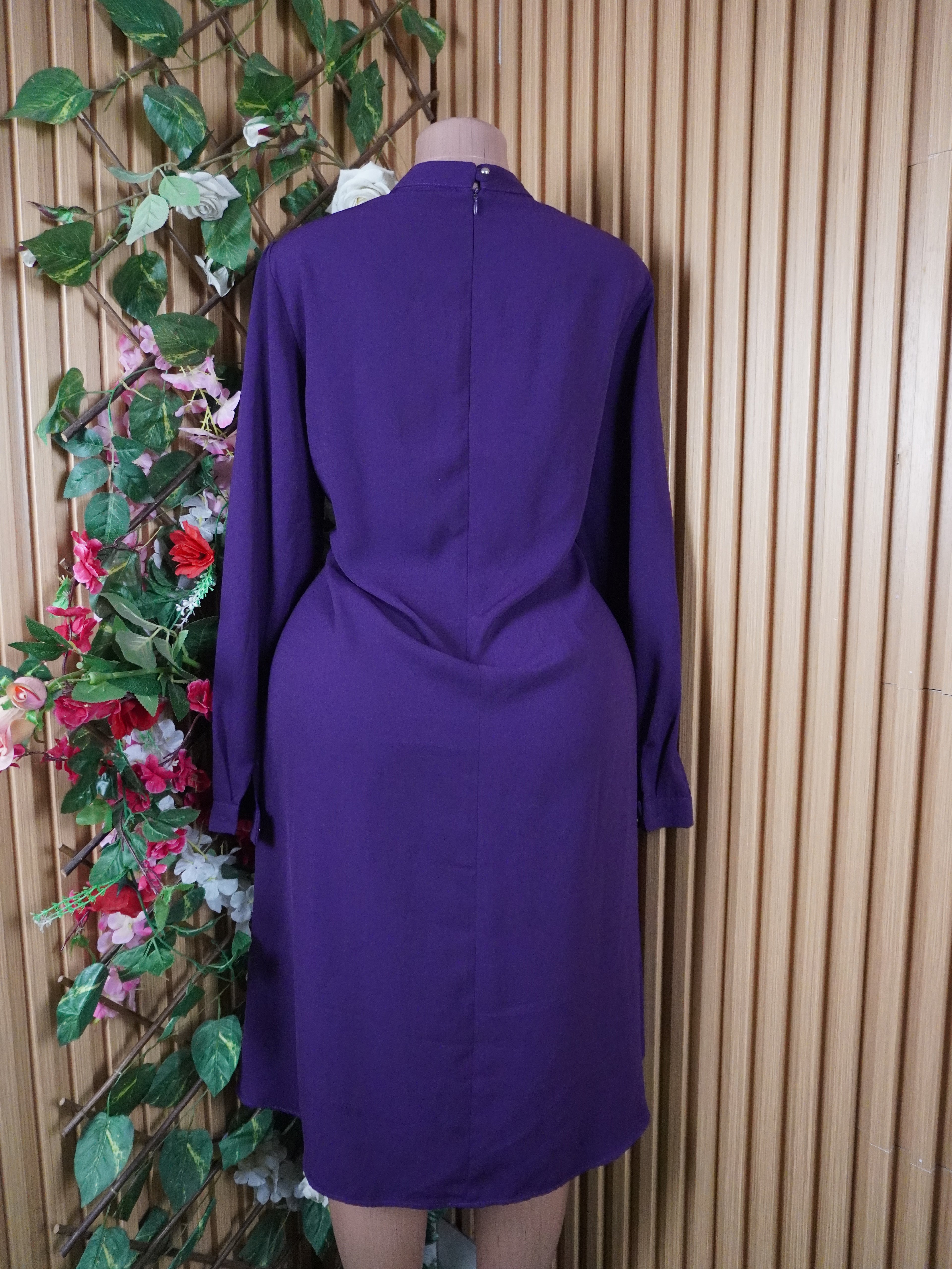 Robe évasée manches longues col mao-XL