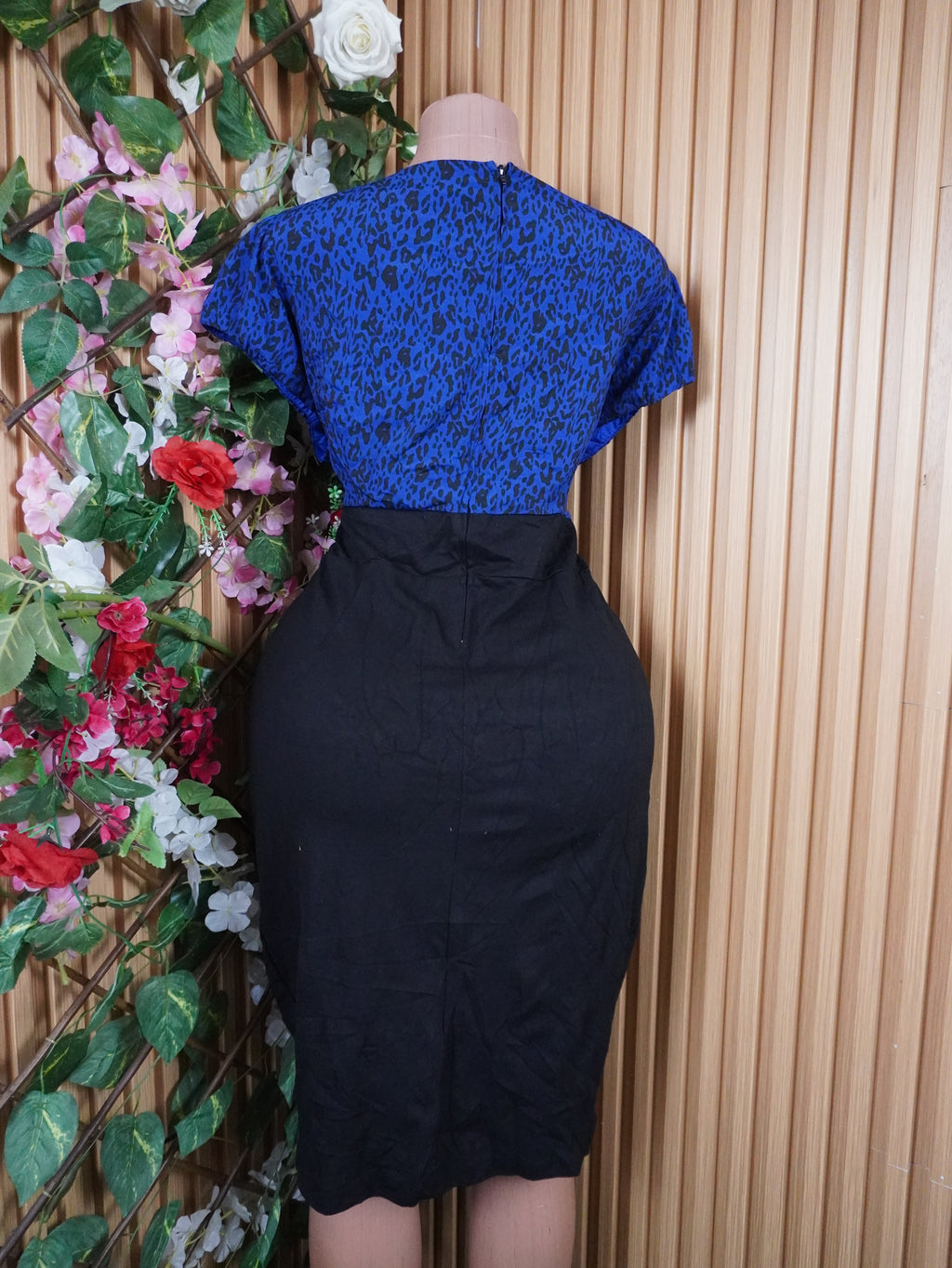 Robe moulante manches courtes mtif deux temps-XL