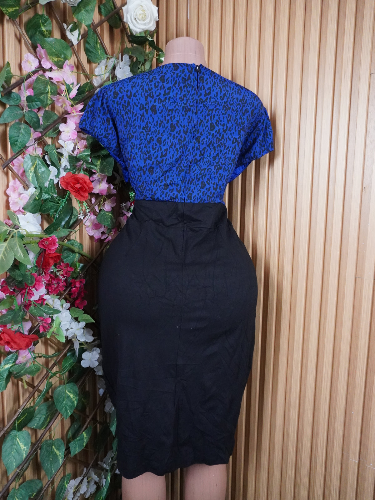Robe moulante manches courtes mtif deux temps-XL