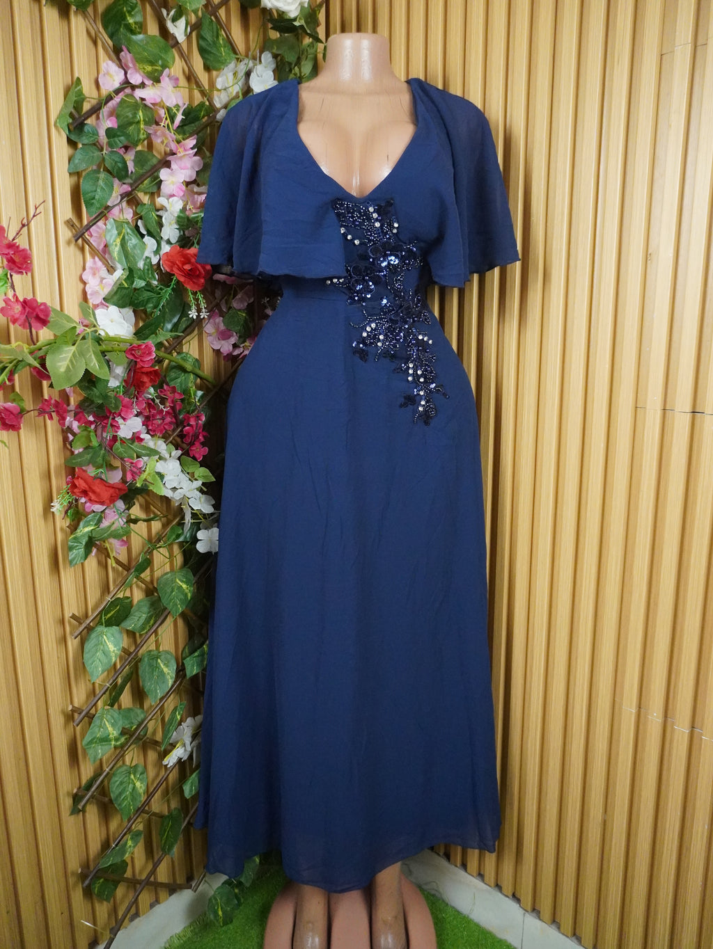 Robe évasée longues manches courtes décolletée-XL