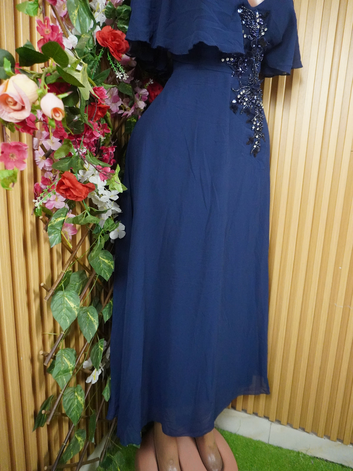 Robe évasée longues manches courtes décolletée-XL