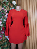 Robe évasée slim manches longues col rond-S