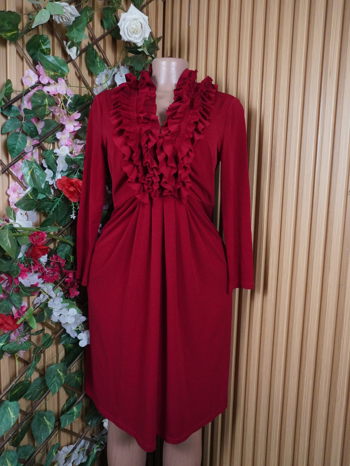 Robe évasée manches longues décolletée-S