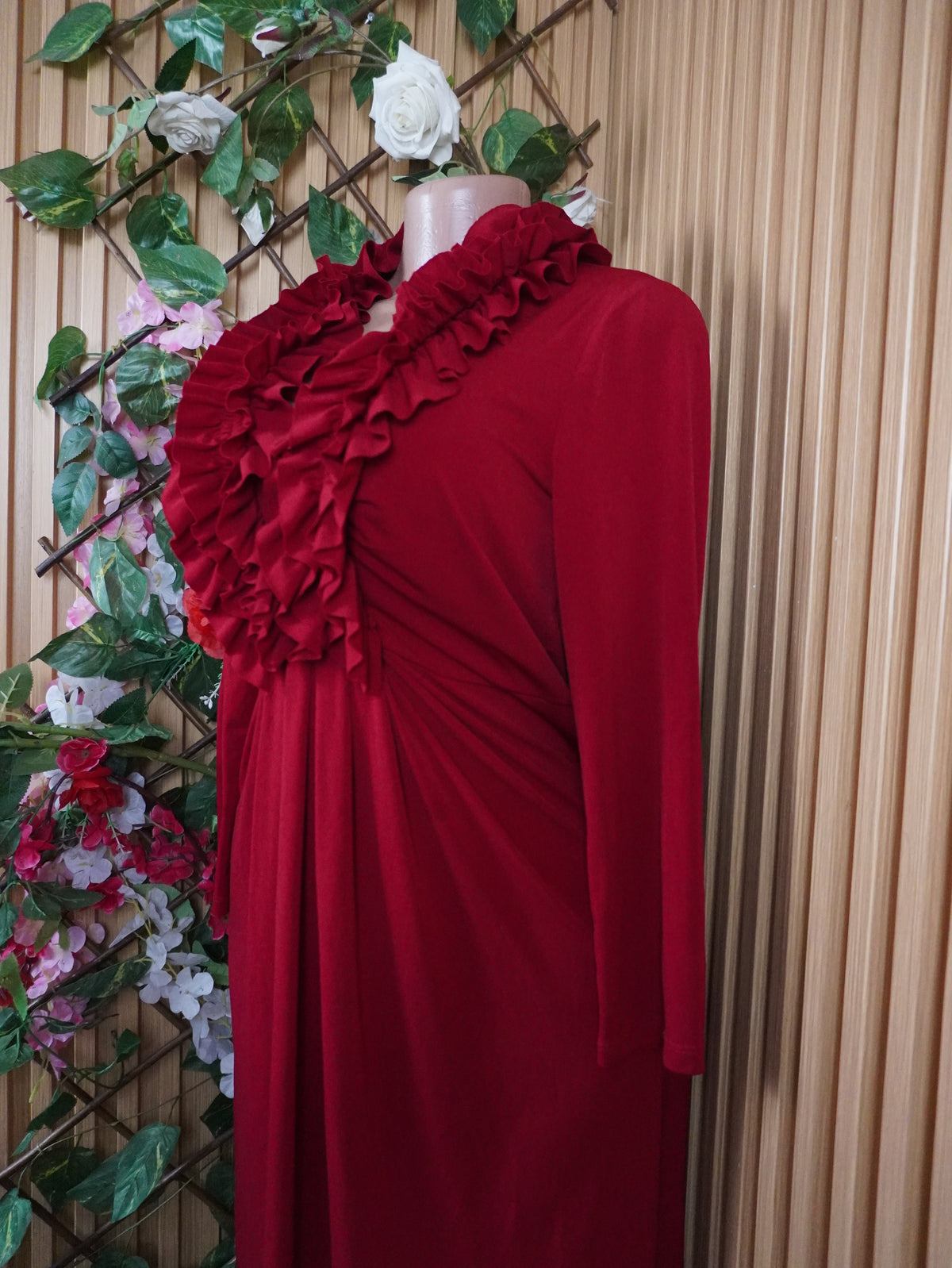 Robe évasée manches longues décolletée-S
