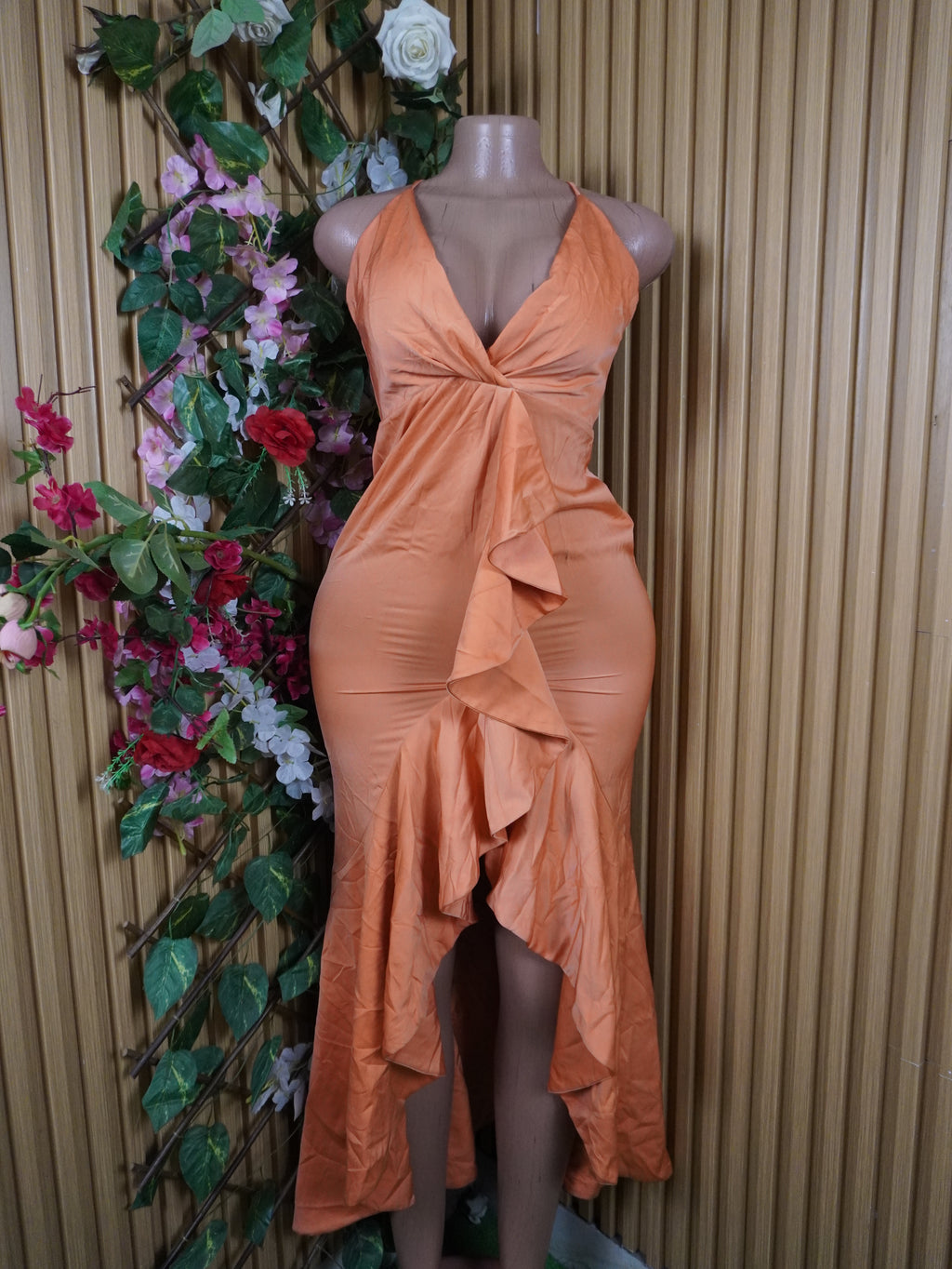 Robe moulante longue sans manches décolletée-S