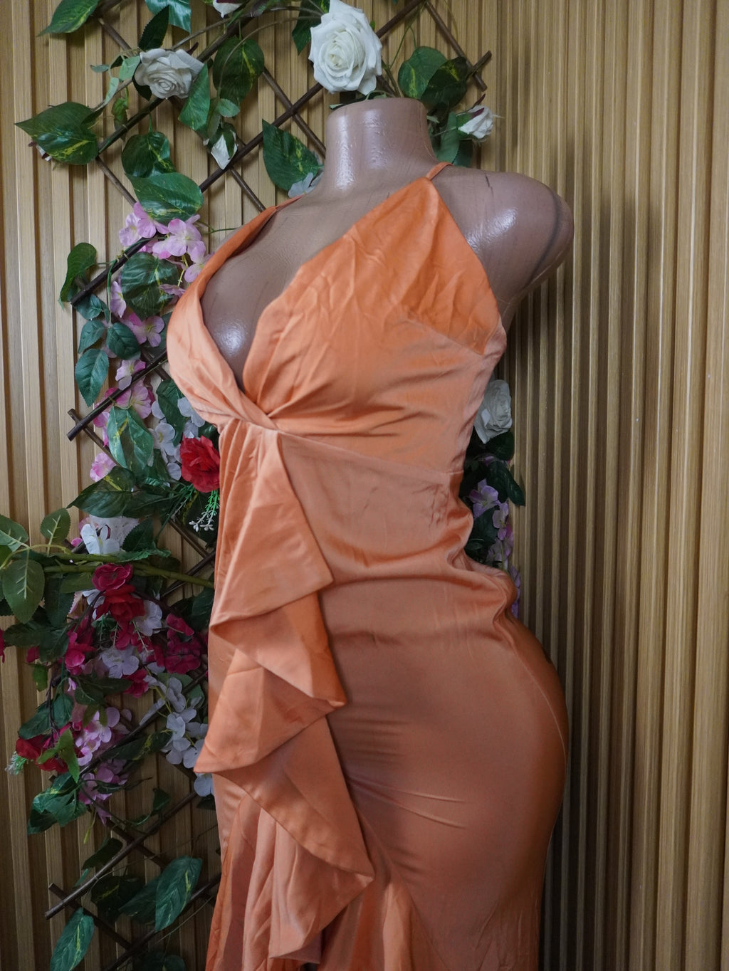 Robe moulante longue sans manches décolletée-S
