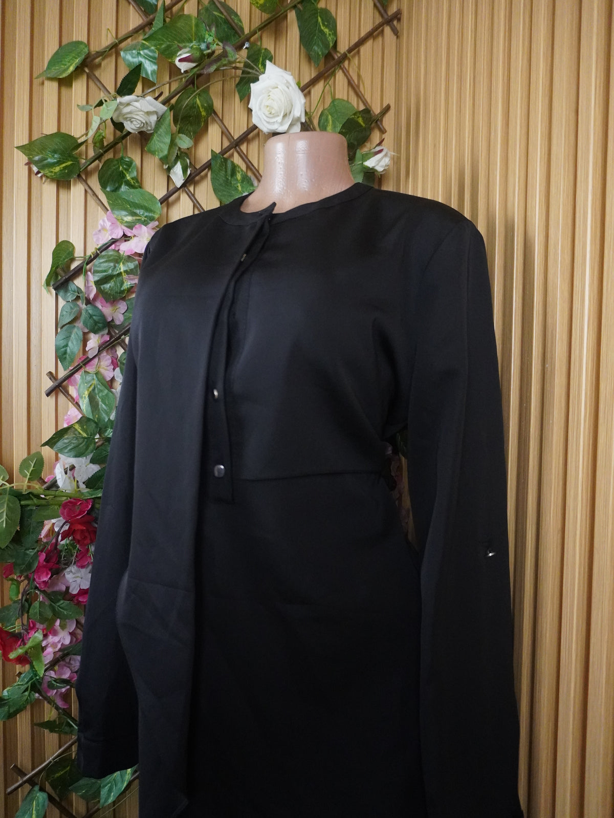 Robe droite stylée manches lnues avec pardessus-L