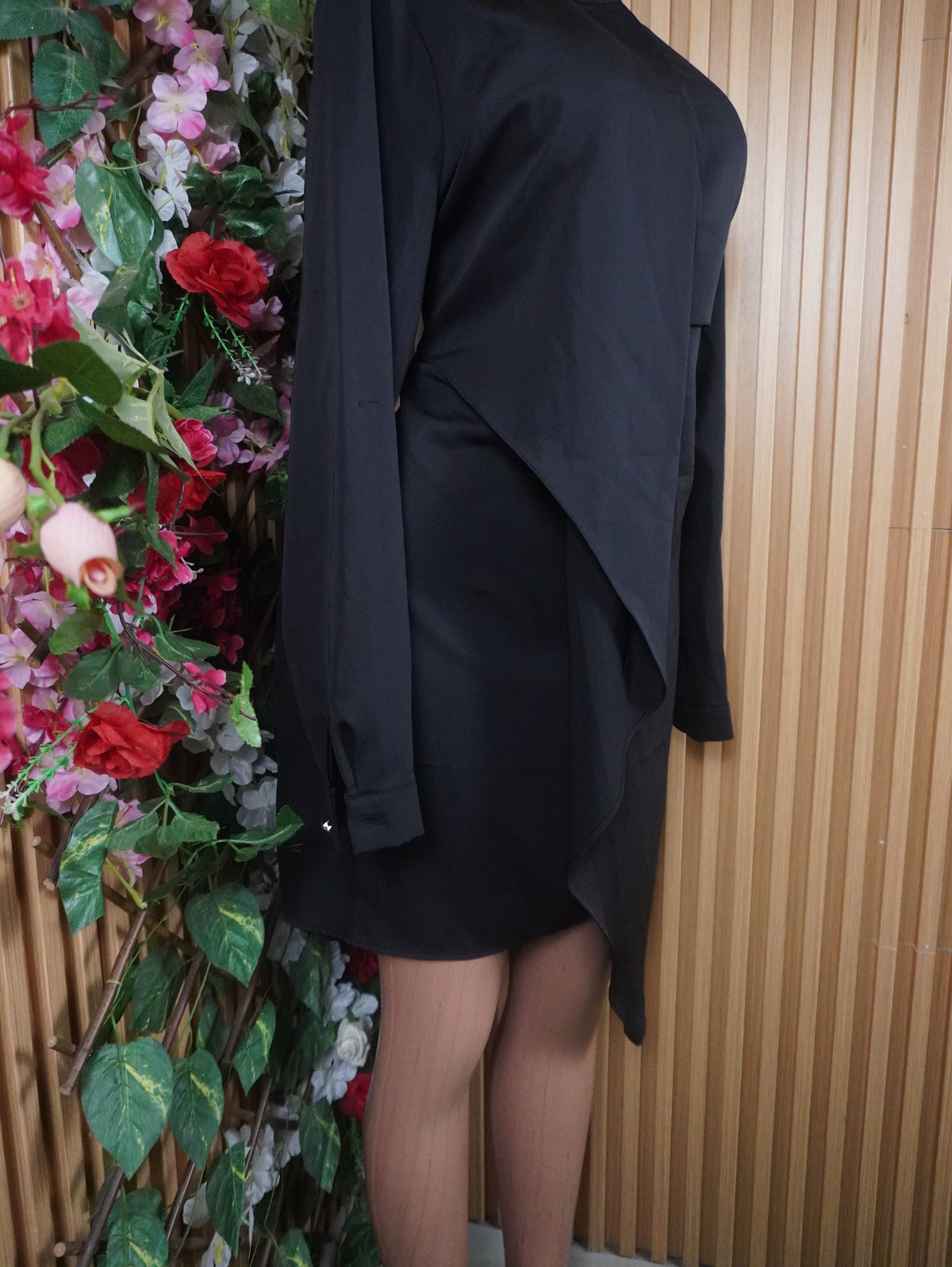 Robe droite stylée manches lnues avec pardessus-L