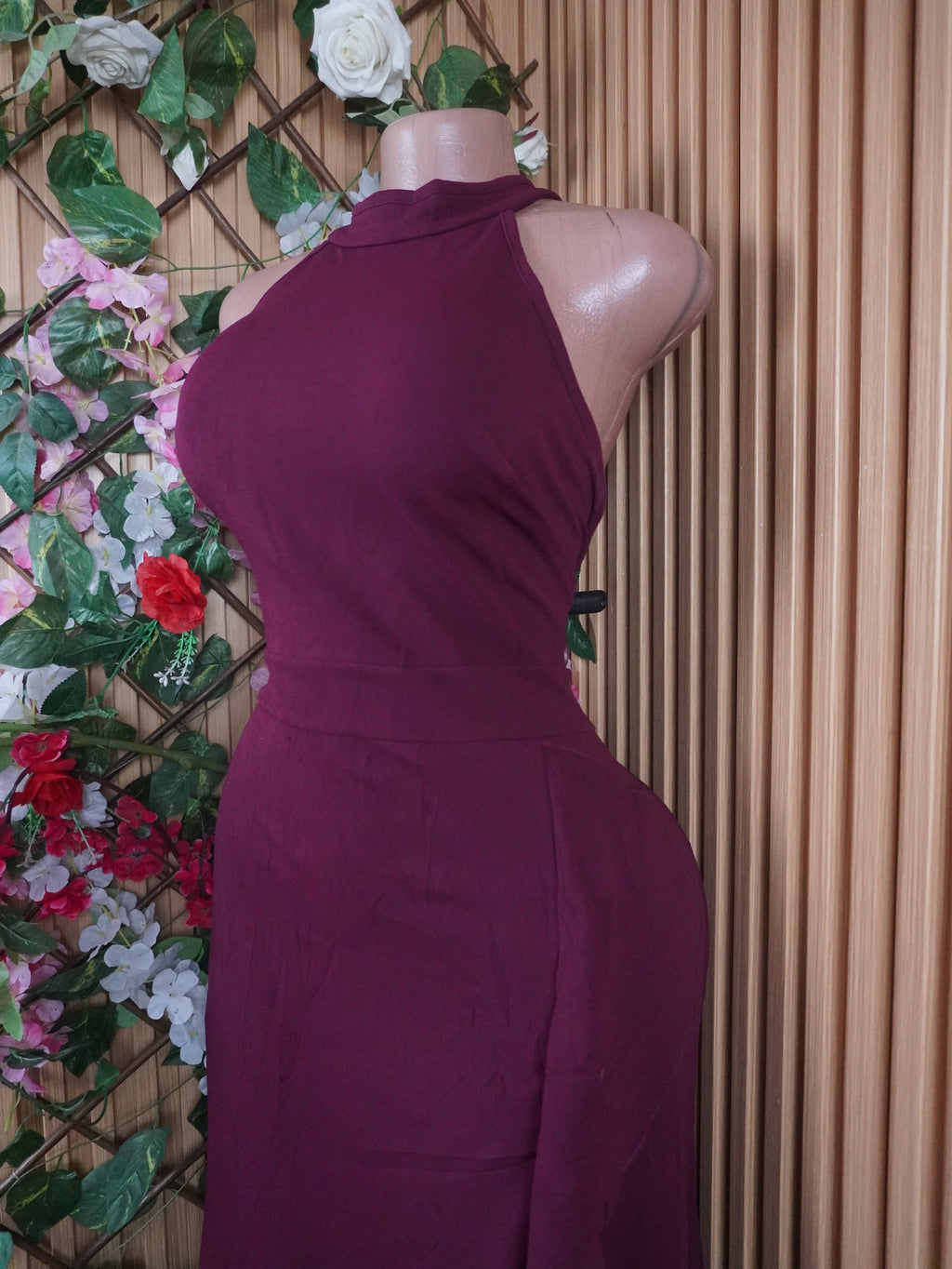 Robe moulante longue sans manches drapée-XL