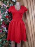 Robe évasée manches courtes plisée-M