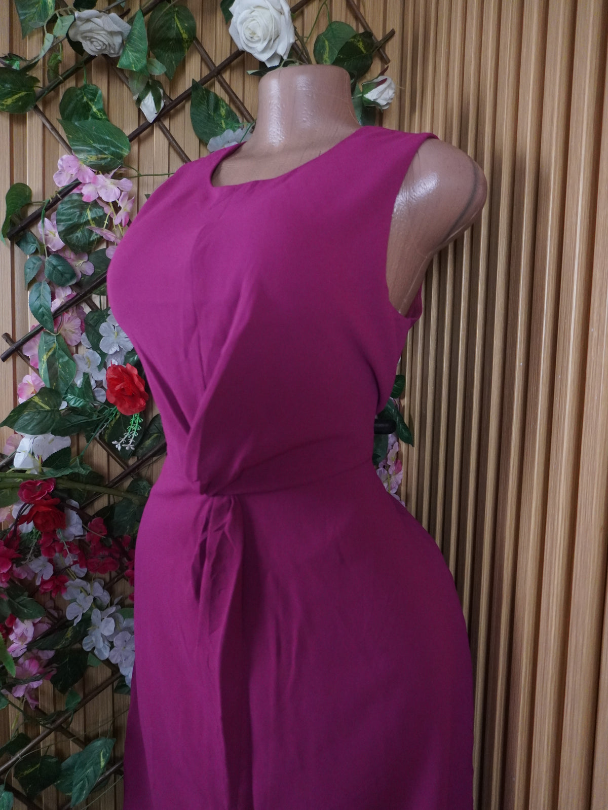 Robe évasée sans manches ceintrée-S