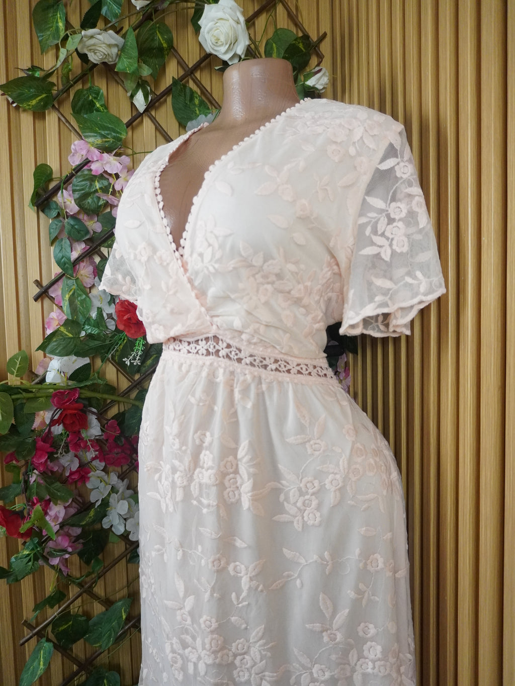 Robe évasée longue manches courtes ceintrée-XL