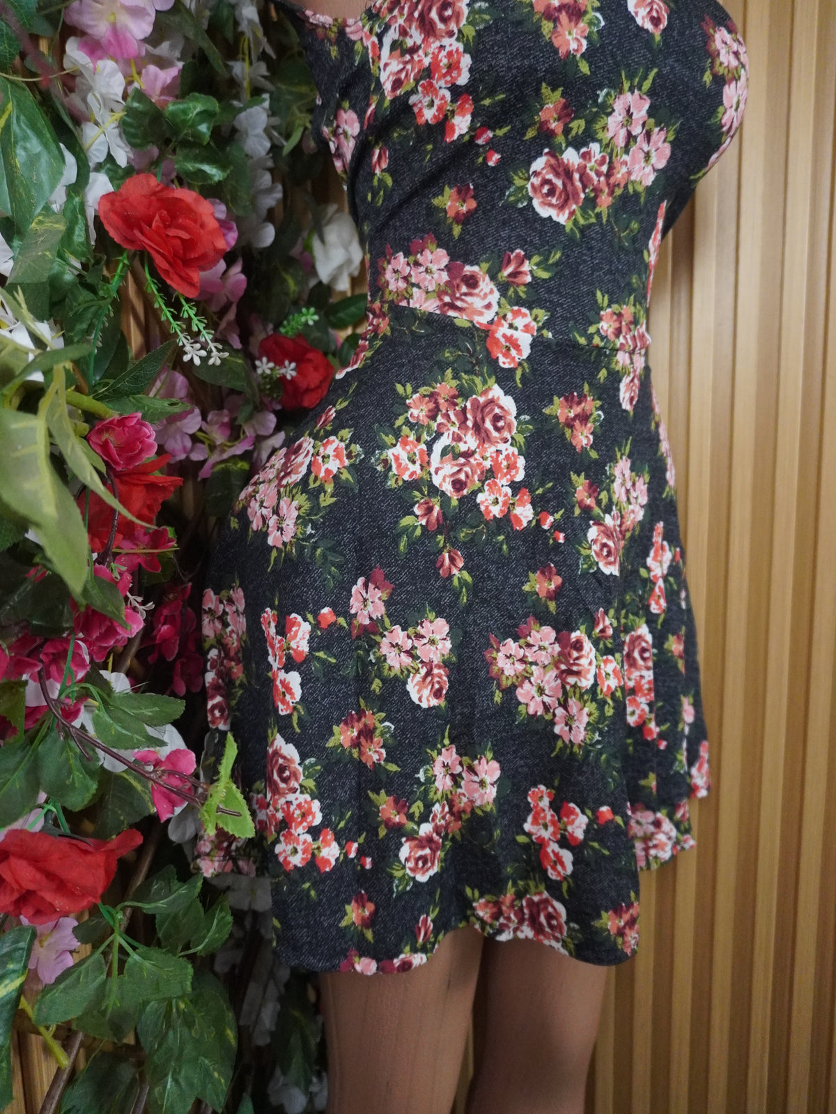 Robe évasée sans manches imprim&e fleurie-M