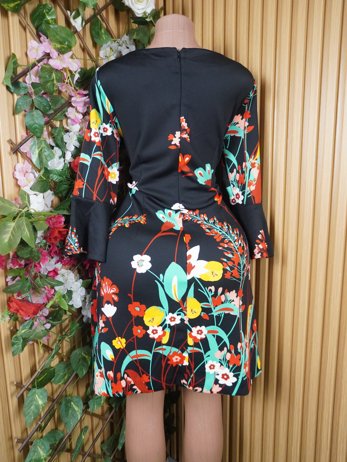 Robe portefeuille manches longues décolletée-M