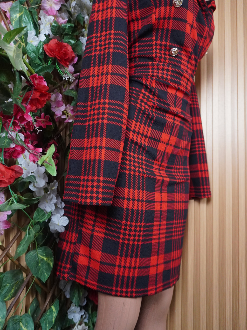 Robe évasée manches longues col chemise avec boutons-L