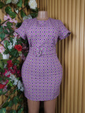 Robe moulante slim manches courtes ceintrée-S