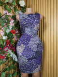 Robe moulante sans manches imprimée fleurie-L