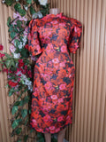 Robe évasée longue manches courtes imprimée fleurie-M