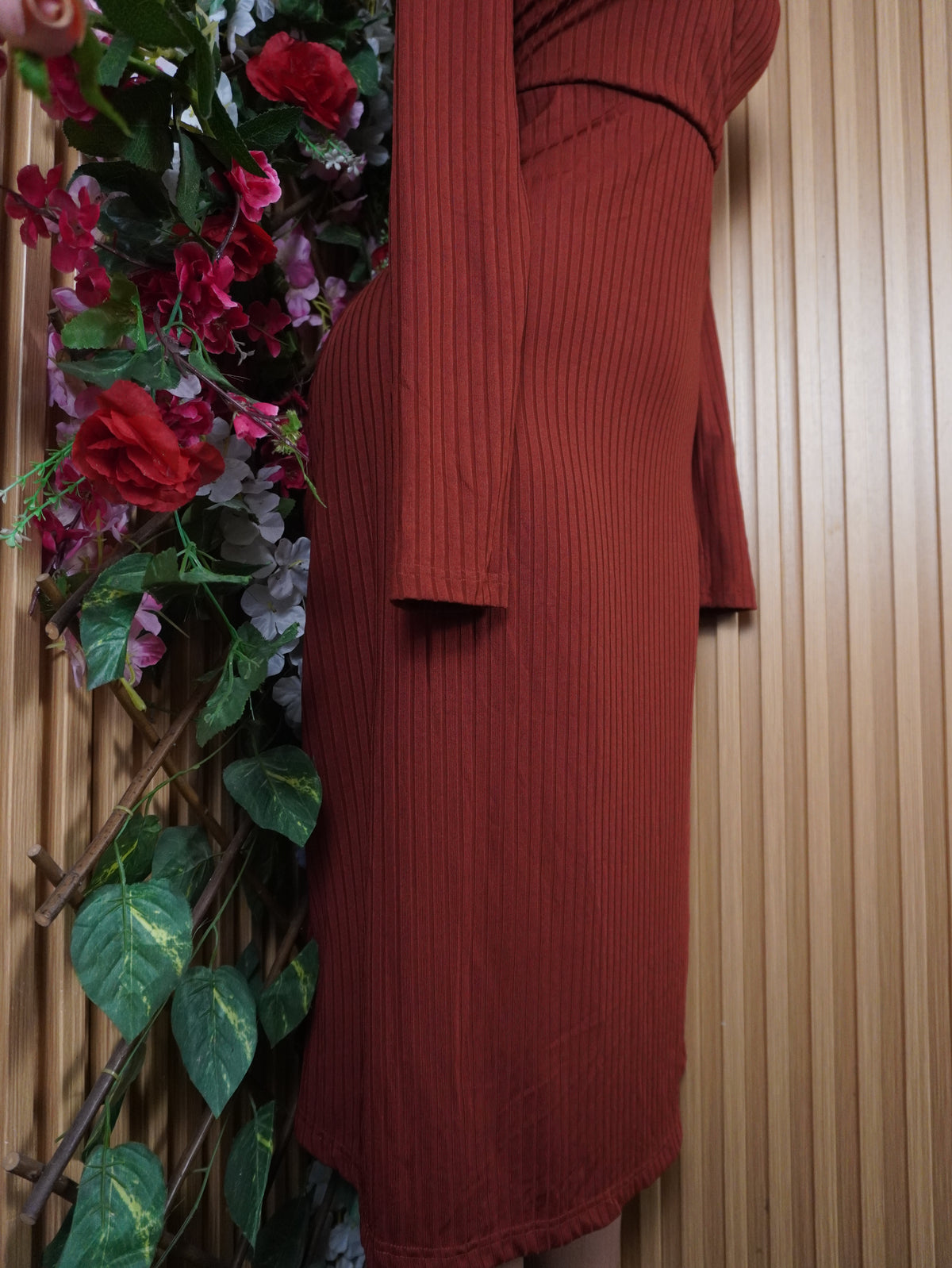 Robe portefeuille manches longues décolletée-L