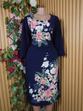 Robe évasée mi-longue manches longue imprimée fleurie-XL